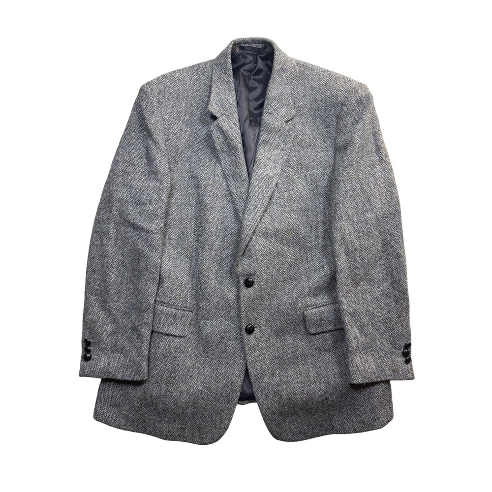 Harris Tweed Mens Gray Blue Wool Blazer Sport Coat 42 Regular Handwoven Scotland